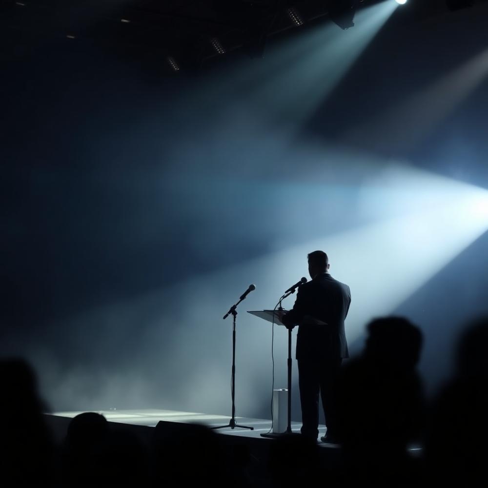 Master of ceremony on stage